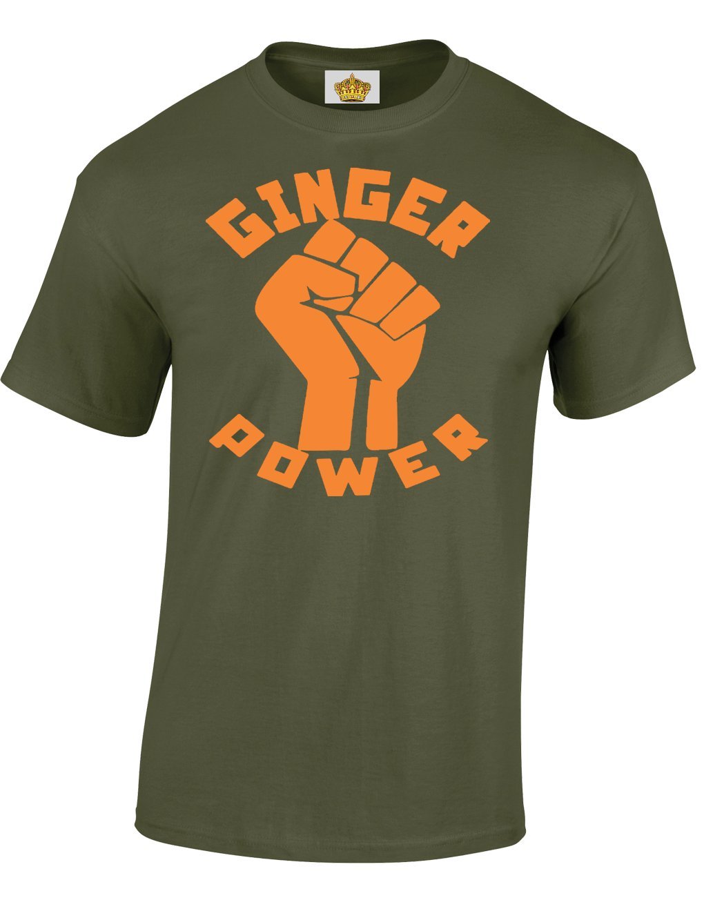 Crown Designs Ginger Power Novelty Gifts for Men & Teenagers T-Shirts Tops - Military Green/Large