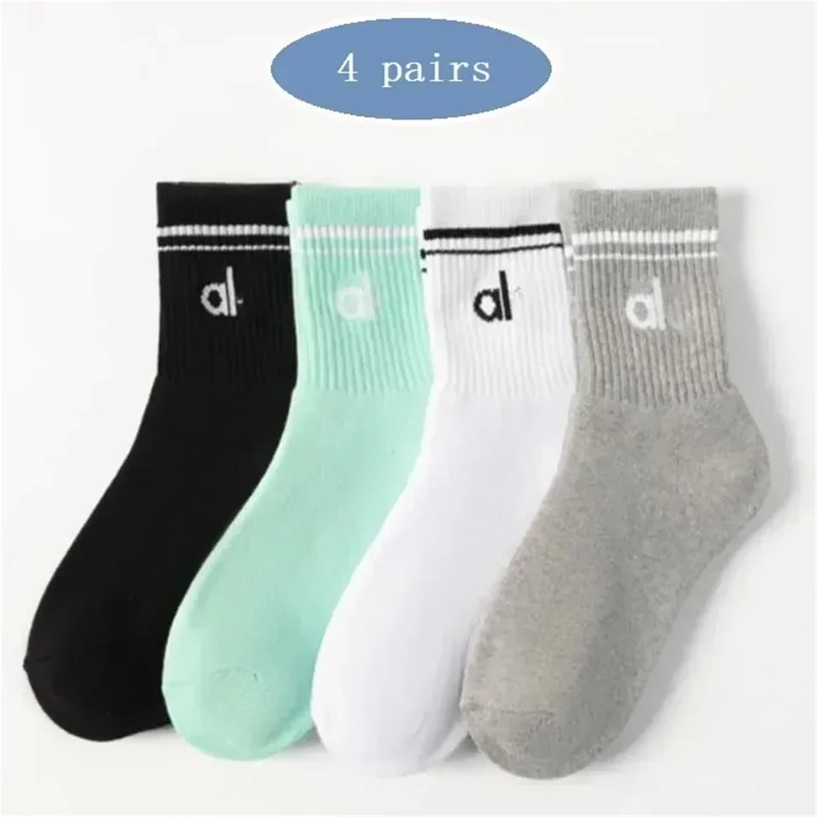 1/20 pares de calcetines A*Yoga for mujer, ideales for yoga, deportes, uso casual, algodón, color blanco y negro, largos cómodos