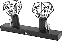 Vista 8 de Lámpara de riel de techo 85‑265V E14 Soporte de lámpara de 2 cabezales Kit de luz de seguimiento vintage instalación cableada Luz industrial