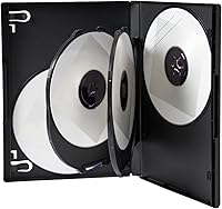 Vista 5 de Funda premium para DVD de 6 discos de tamaño estándar de 0.551 in con funda transparente, solución de almacenamiento que ahorra espacio para discos