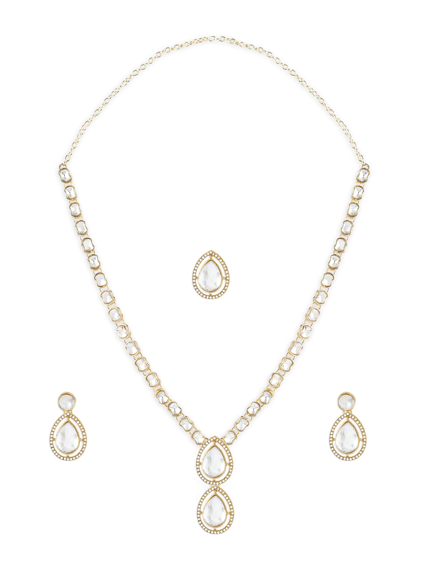 ZAVERI PEARLS Gold Tone Dazzling Austrian Diamonds Kundan Embellished Necklace Earrings& Ring Set For Women-ZPFK18560 (B0DBQC4LHC) Amazon Price History, Amazon Price Tracker