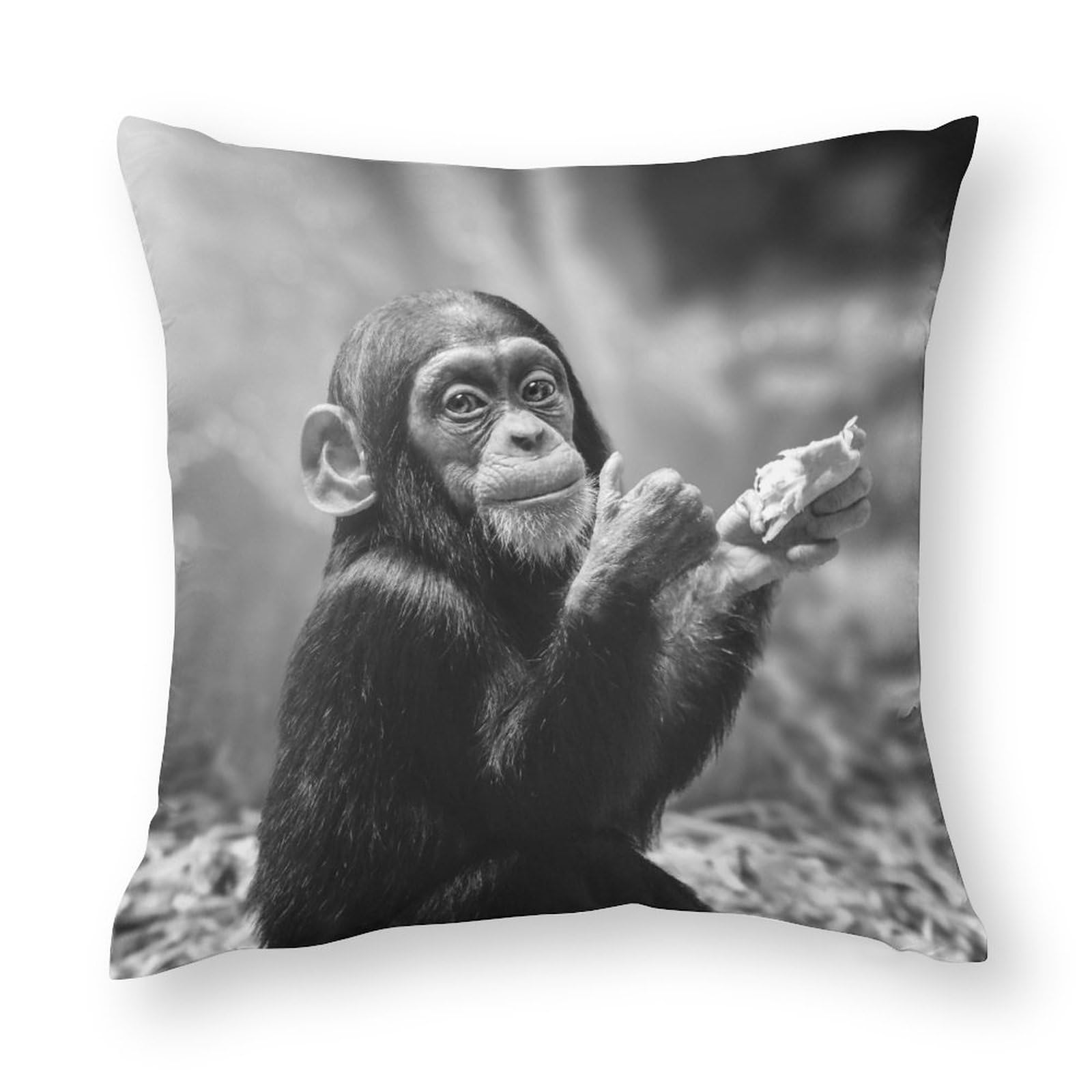 NIBABAEU Cushion Covers 1 PCs Adorable Little Chimpanzee Wild Monkey Decorative Pillow Covers 22x22inches (55x55cm) Soft Polyester Square Pillow Cases Pillowcases