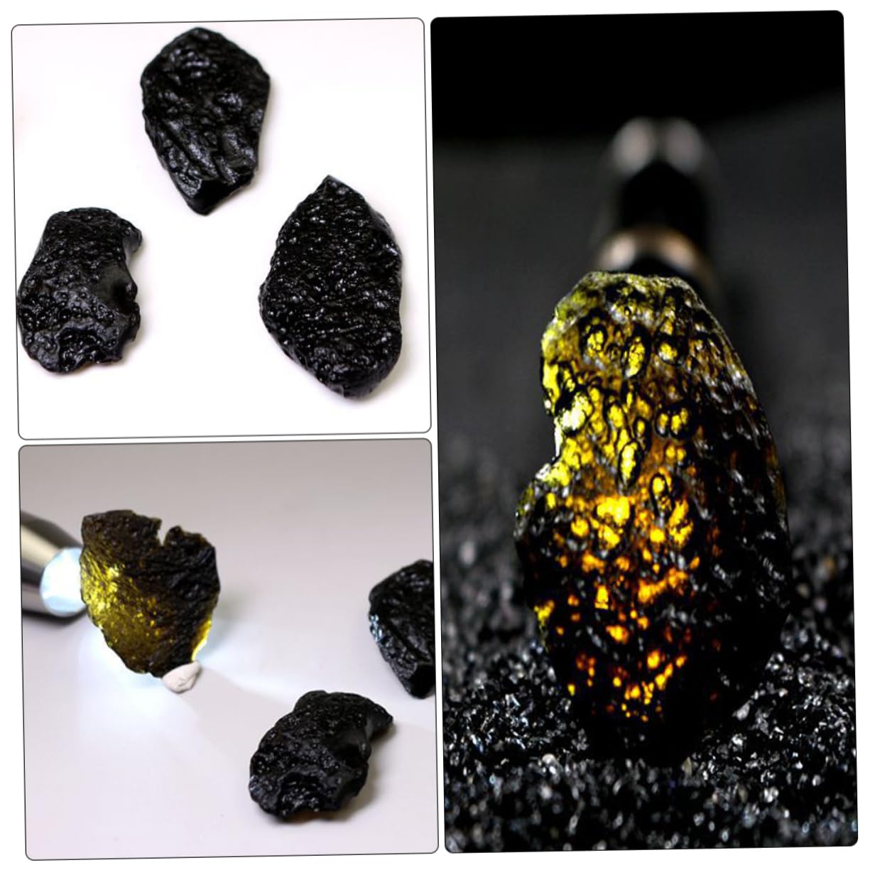 Milisten Real Meteorite Sample Pendant for Boys and Girls 4pcs Black Teaching Tool Unique