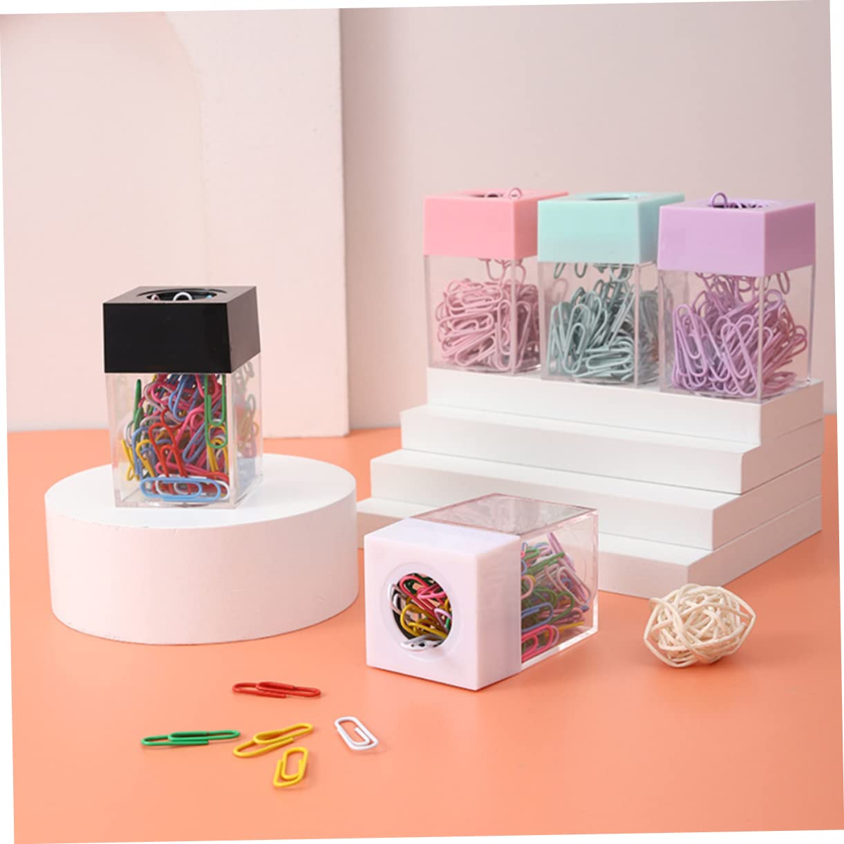 STOBOK 9 Pz Secchio Portaoggetti per Graffette Organizzatore di Graffette Magnetiche Porta Forcine Porta Carta da Scrivania Porta Graffette Il Clip Magnetica Plastica Ufficio Viola