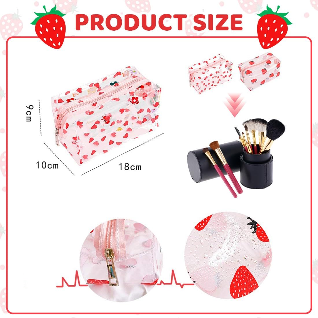 2 Pezzi Beauty Case Trasparente, Beauty Case da Viaggio Borse da Toilette Sacche Trasparenti da Aereo Trousse Trucchi con Cerniera Kit Viaggio Makeup Bag per Cosmetici Donna Uomo