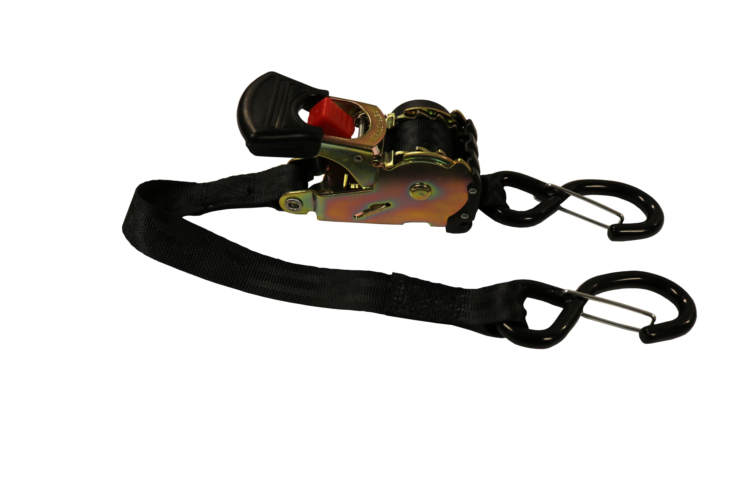 S-Line 95370 Roll-GP Spanngurt mit Ratsche, Push Button Kontrolle und beschichtetem S-Haken mit Sicherheit Clip, 1 x 1,8 m