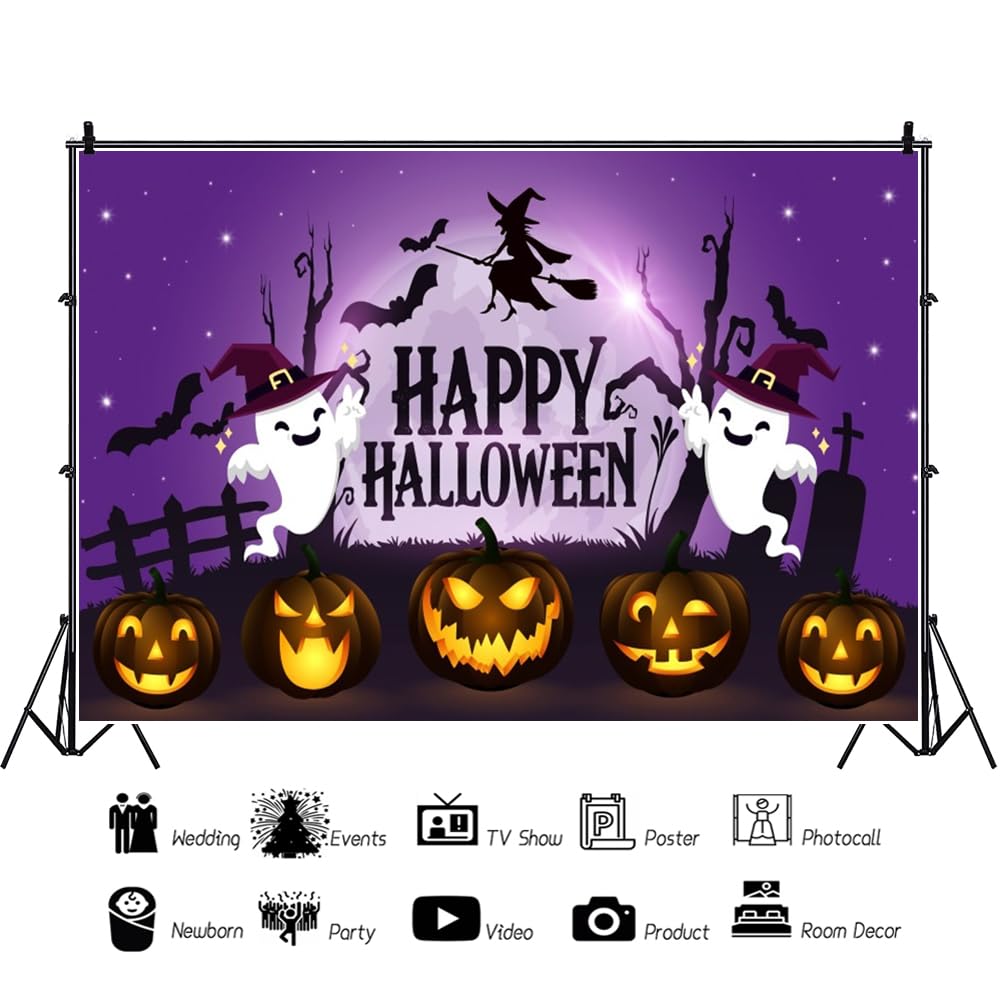 Amazon | Qinunipoto 背景布 ハロウィン 紫柄 ハロウィーンの背景 