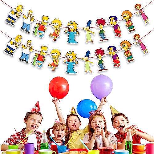 Image of BRT Simpson Garland Decoration - Cartoon Theme Birthday Party Supplies - Fun and Colorful Hanging Banner for Boys Girls Birthday Celebrations, School Events, and Cartoon Fan Party Decorations
