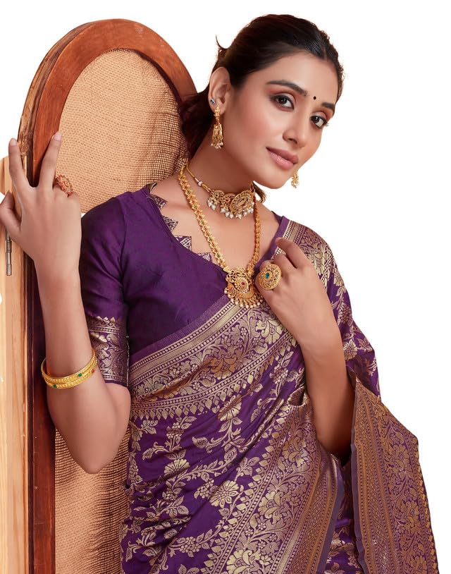 Image of SIRIL Women's Banarasi Soft Silk Saree Pure Silk with Unstitched Blouse Piece
