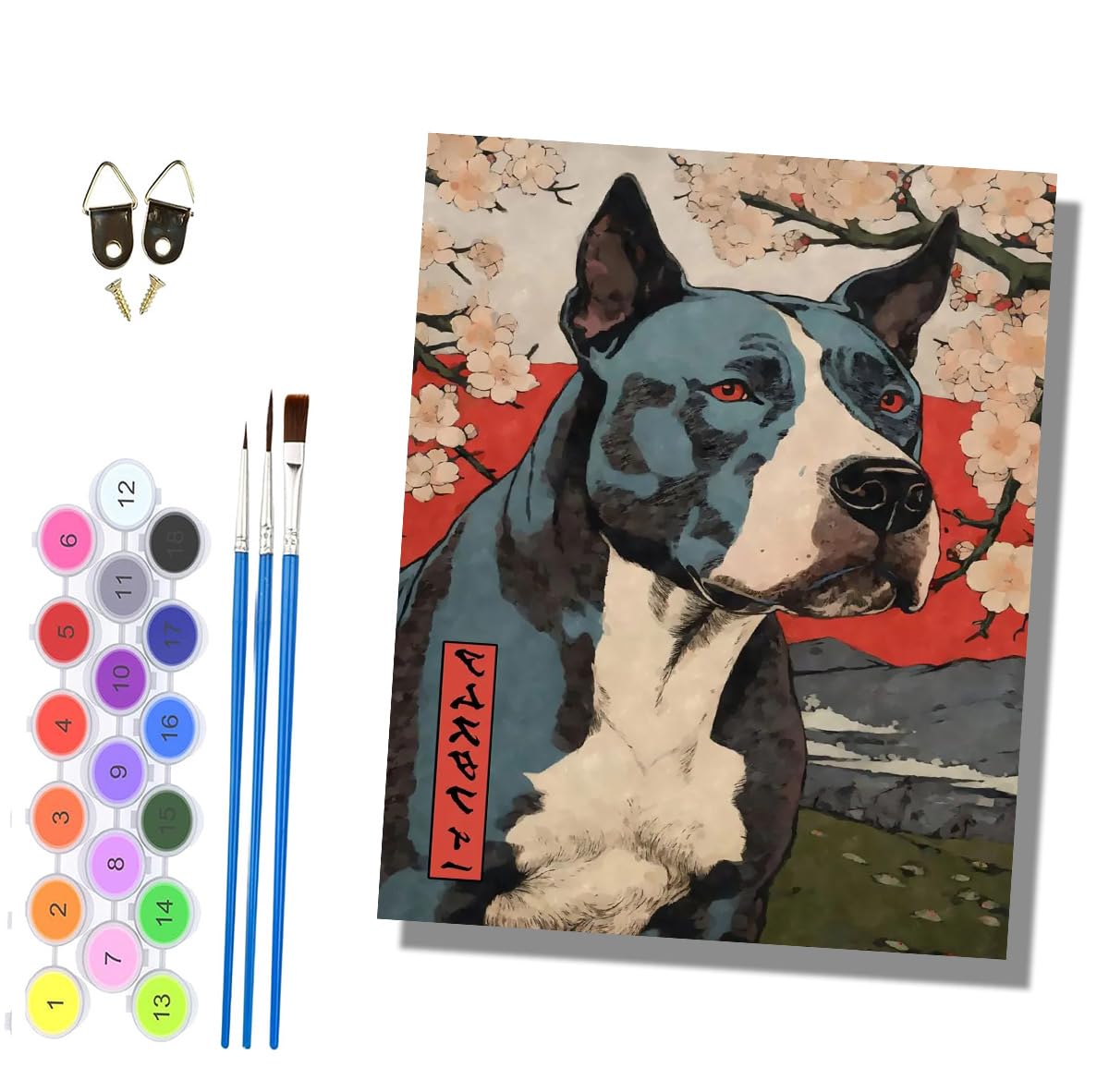 HONGPZH Paint by Numbers for Adults and Beginner Painting by Number Kits On Canvas Without Frame Painting Acrylic Paints Home Wall Decor 40x50cm/16x20in Japanese-Style Great Dane