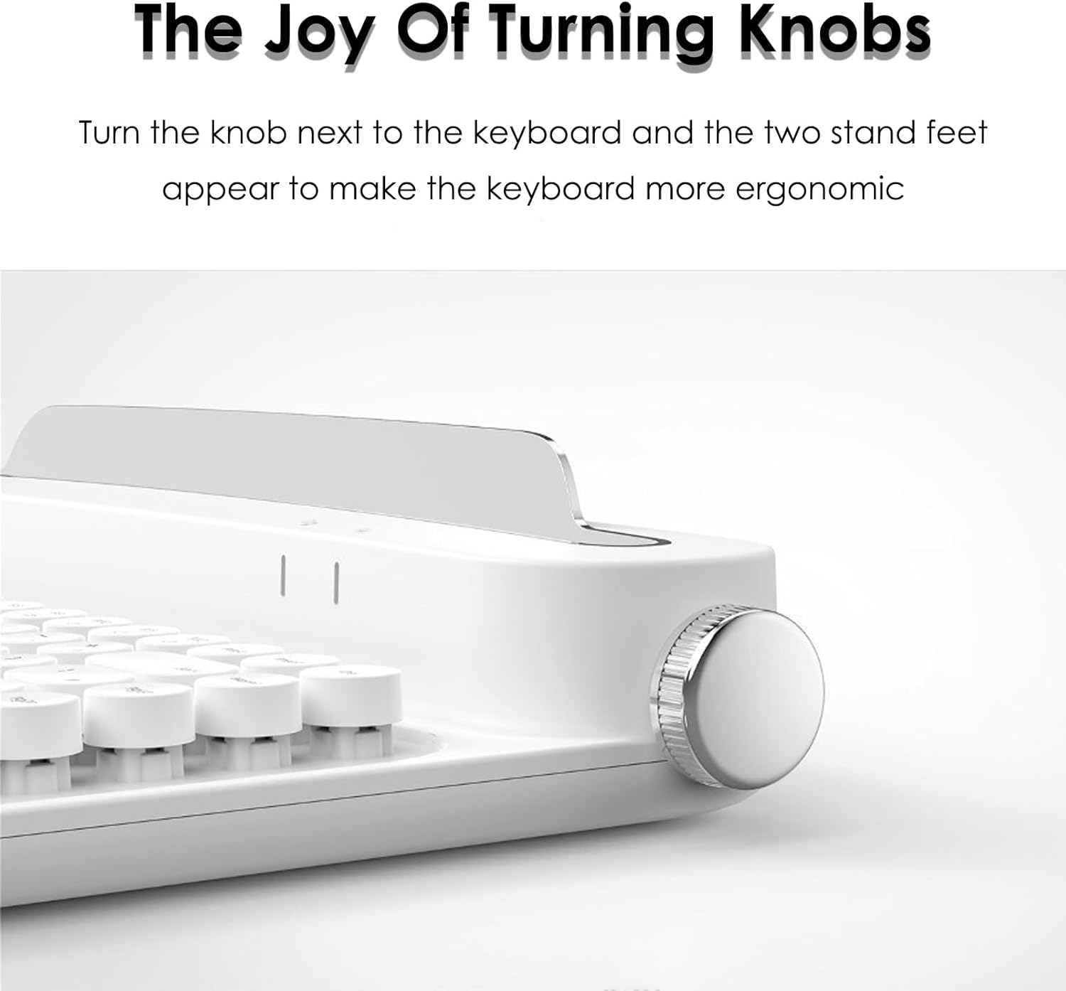 86 Keys Wireless Typewriter Keyboard, Retro Keyboard with Integrated Stand, Bluetooths Keyboard with Cute Round Keycaps for Multi Device for PC (White)