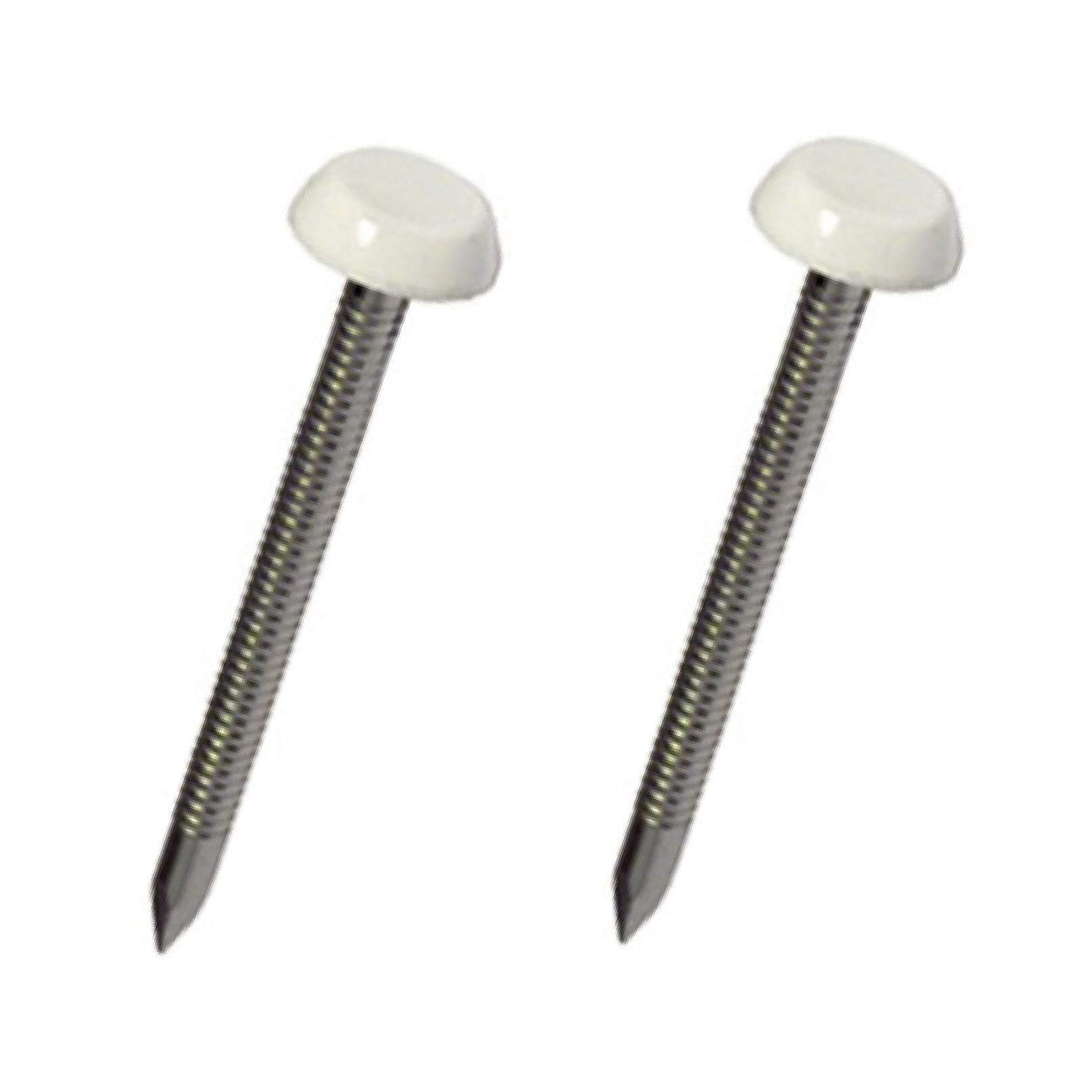 50 x 40mm White UPVC Poly Top Pins Nails Plastic Headed Polytop Stainless Steel