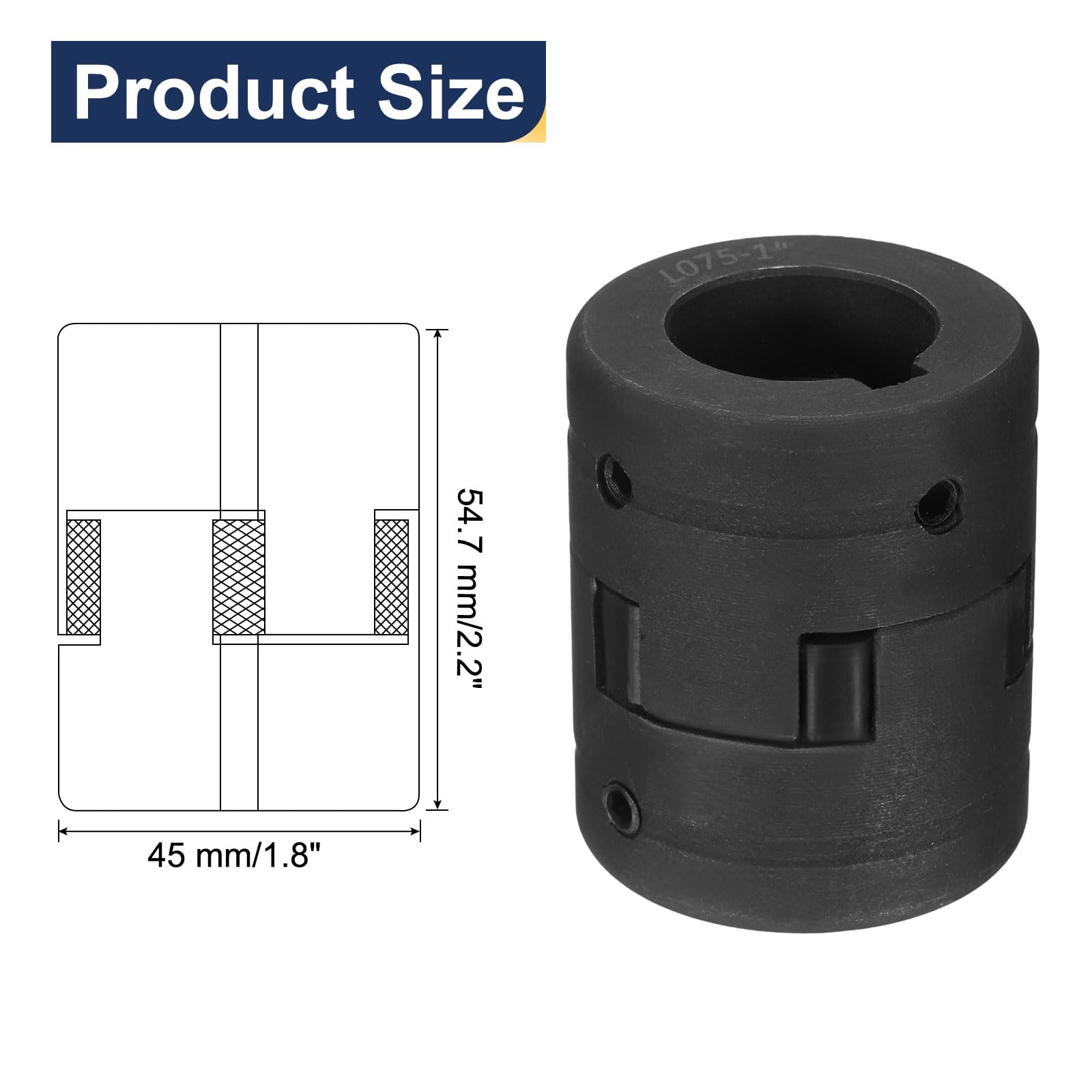 sourcing map Juego de 2 acopladores flexibles de 3 piezas de 2.5 cm a 2.5 cm L075 y araña de goma Buna-N NBR para equipo híbrido divisor de troncos