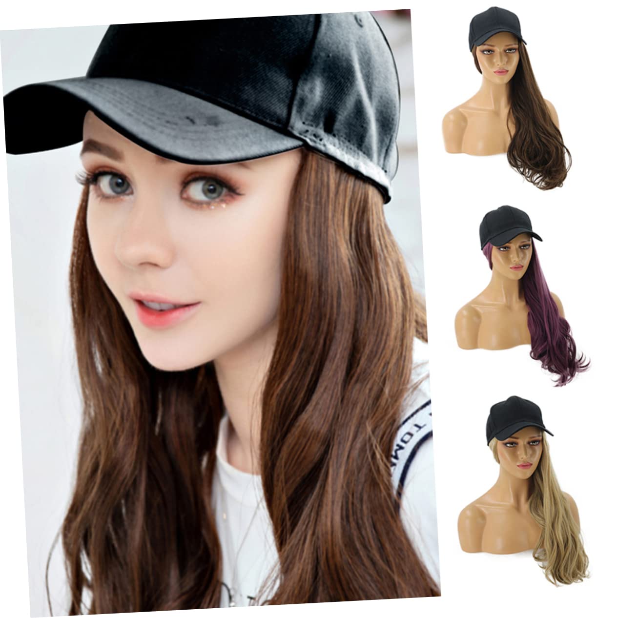 Homoyoyo Long Curly Hair Wig Cap Women Hair Wig Hat for Women Fashionable Long Bonnet