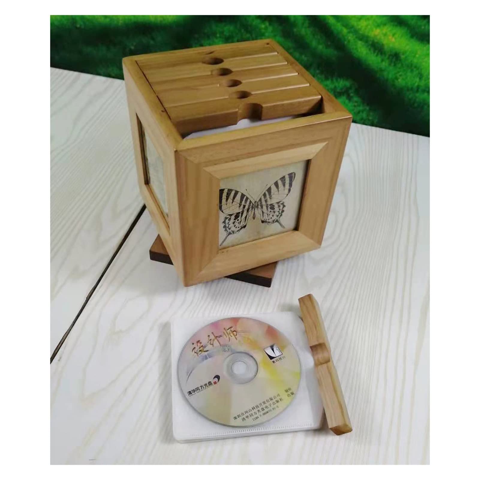Estante de discos Caja de almacenamiento de CD, caja de clasificación de discos, caja de almacenamiento de CD giratoria de gran capacidad, caja de CD Titular de la colección de discos