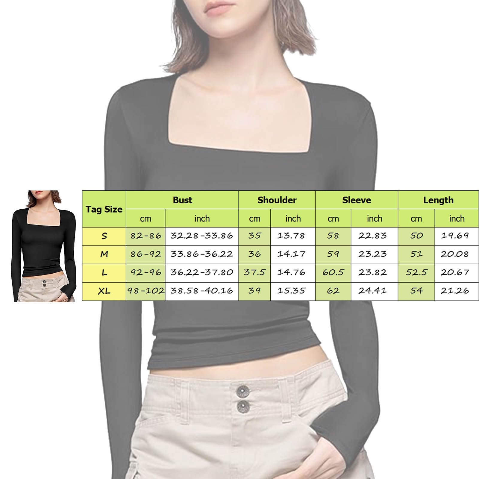 t Shirt Manche Longue Femme col carré Haut Femme Chic et Elegant Soiree Decollete sous Vetement Thermique Femme Sexy Slim fit ajusté Tee Shirt de Nuit Quotidien Ideal Blouse Tops