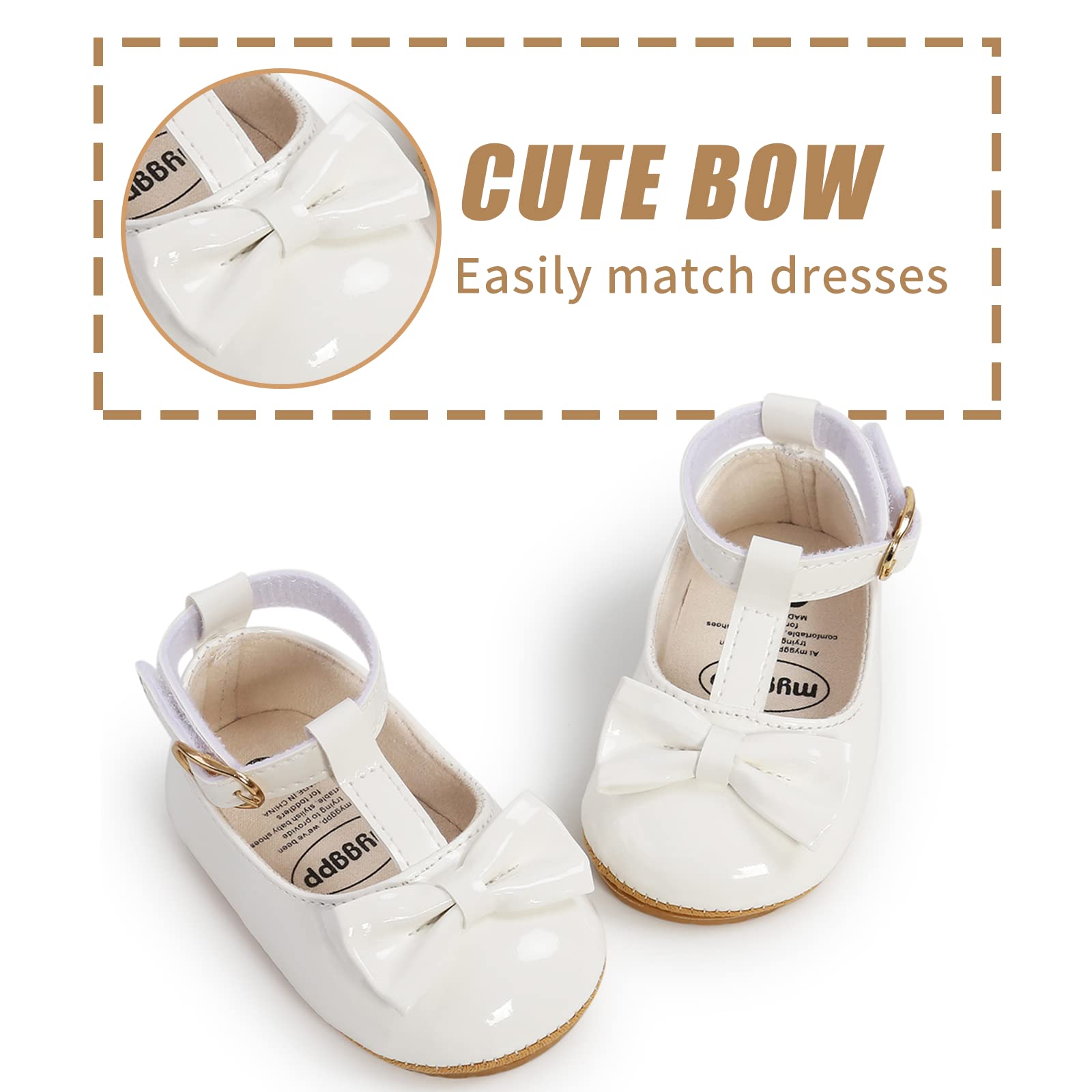 Baby Girls First Walking Shoes Mary Jane PU Leather Anti-Slip Princess Shoes Infant Baby Shoes — view 24