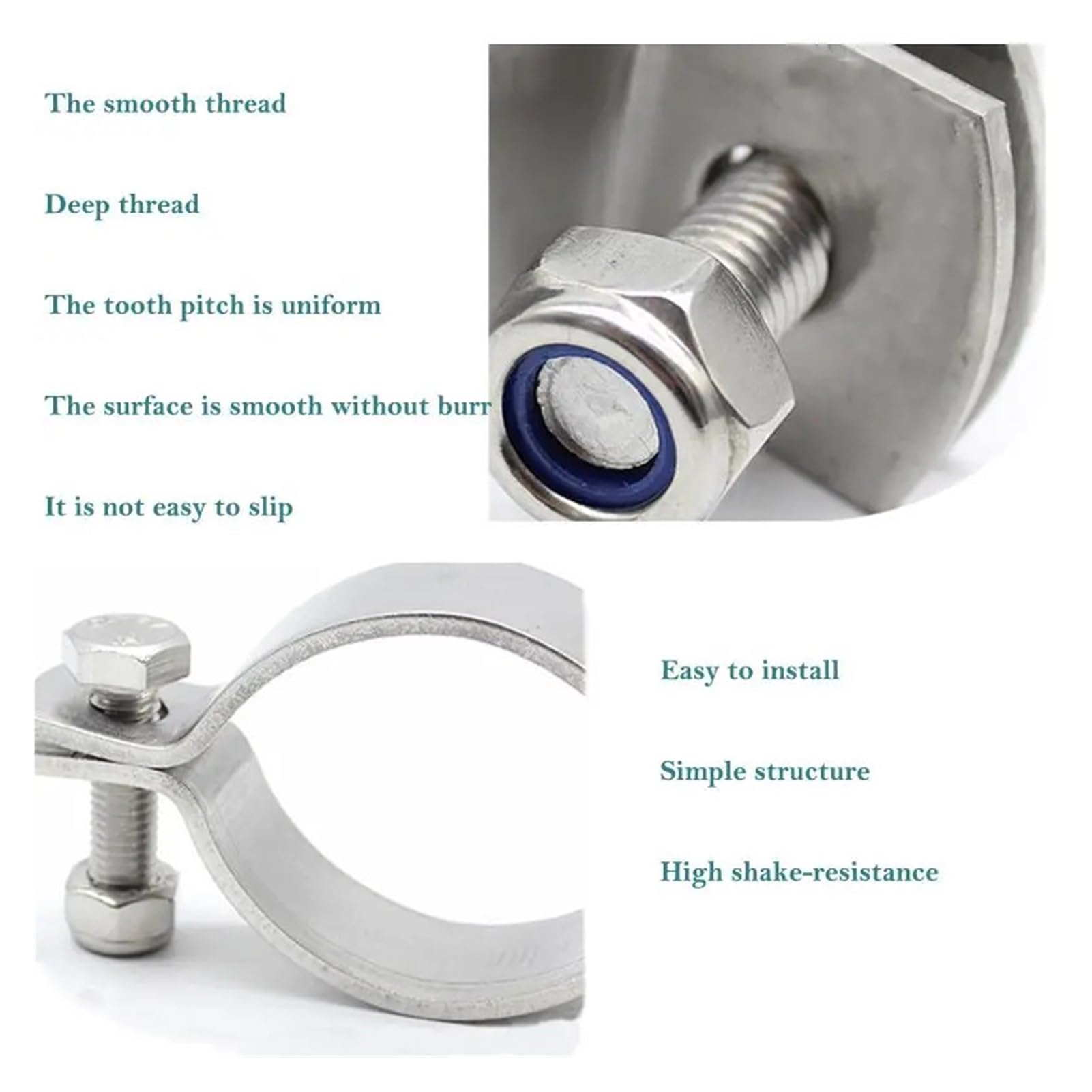 Staffa Supporto Tubo Pesante Acciaio Inox 304 Fissaggio | Anello aperto, presa rigida, antiruggine, uso lavorazione metalli(2pcs 108-114mm)