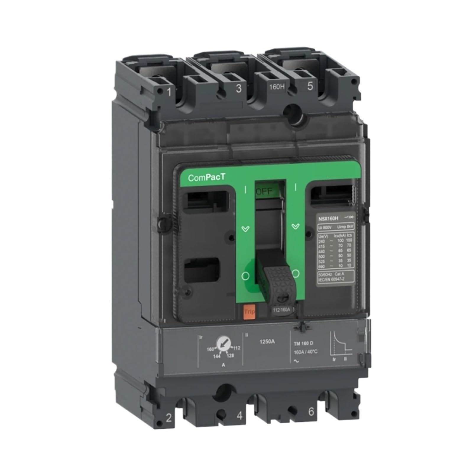 Disjoncteur compact NSX100H C10H3TM040 tripolaire fixe protégeant les circuits de distribution