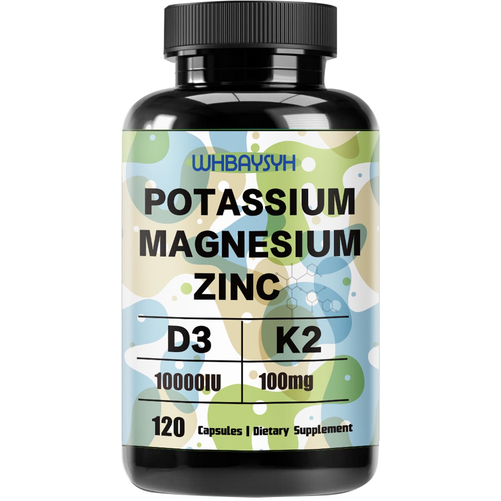 Potassium Magnesium Supplement,Potassium Magnesium Zinc with Vitamin D3 &K2