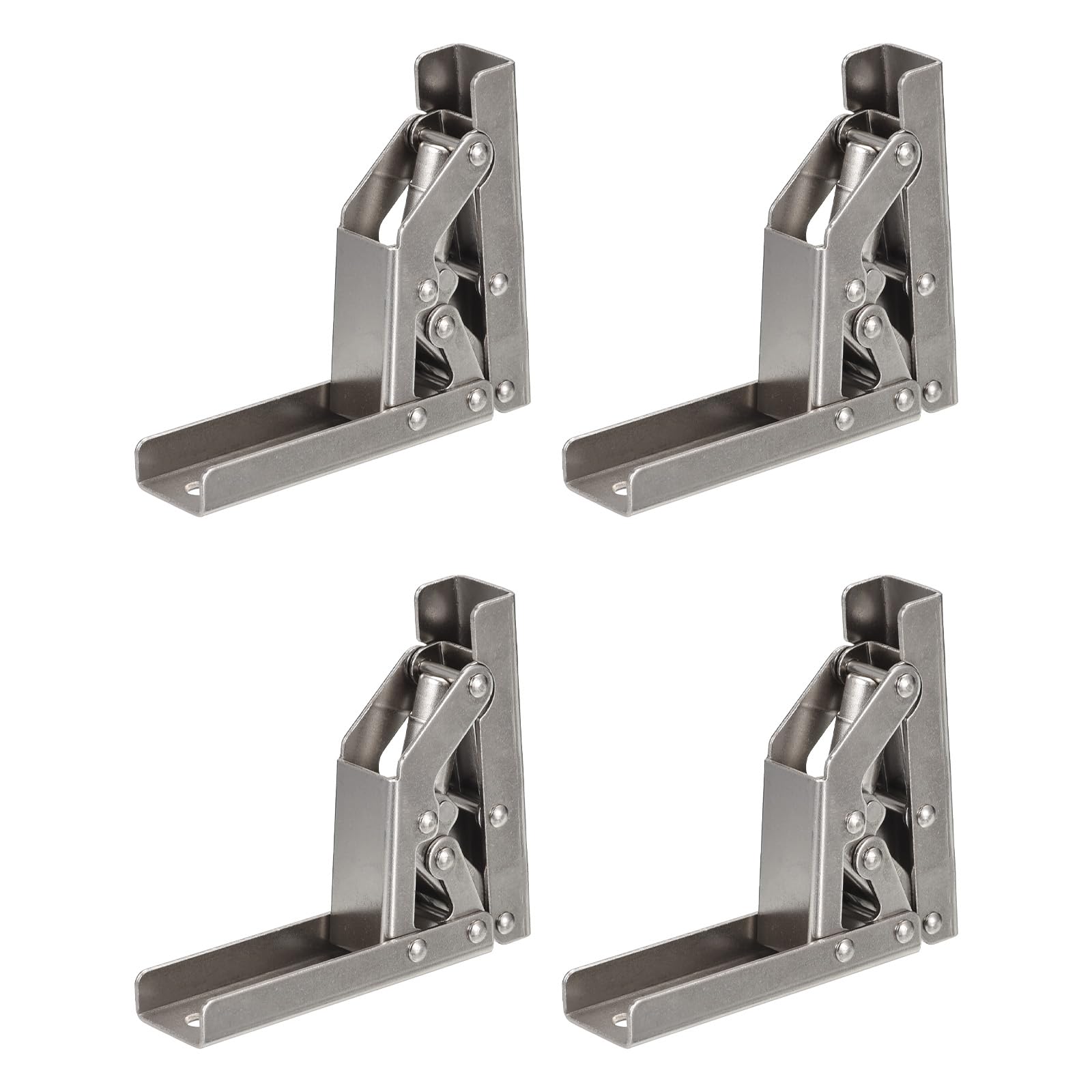 uxcell 90 Degree Folding Shelf Hinge Bracket, 4pcs Hidden Table Holder Bracket for Furniture Parts