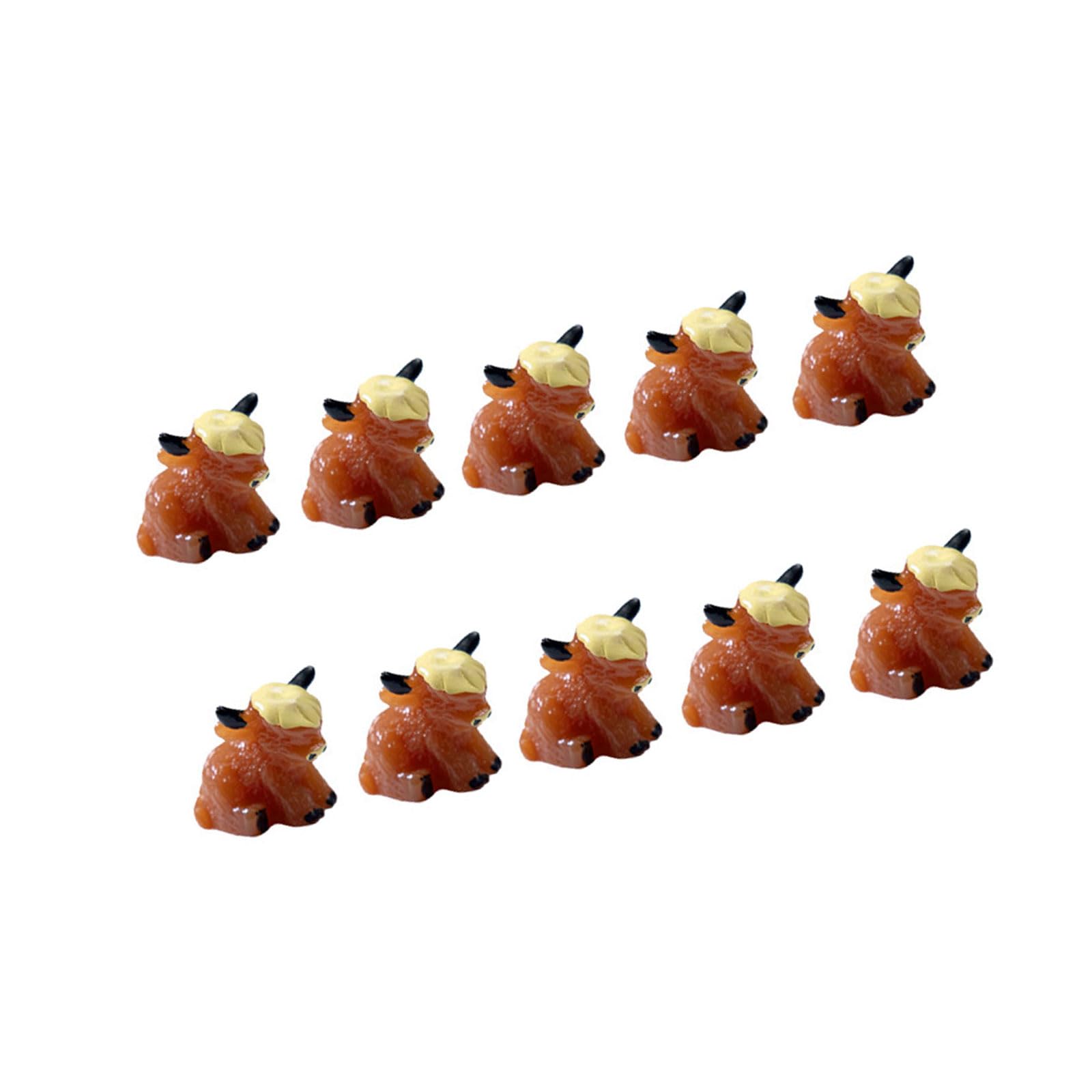 Tsophreniq 10Pcs Luminescent Minis Highlands Cow Figurines to Hide Miniature Cow Statues Ornament for Cake Toppers Garden Miniature Landscape Decors Minis Highlands Figurines Bulk