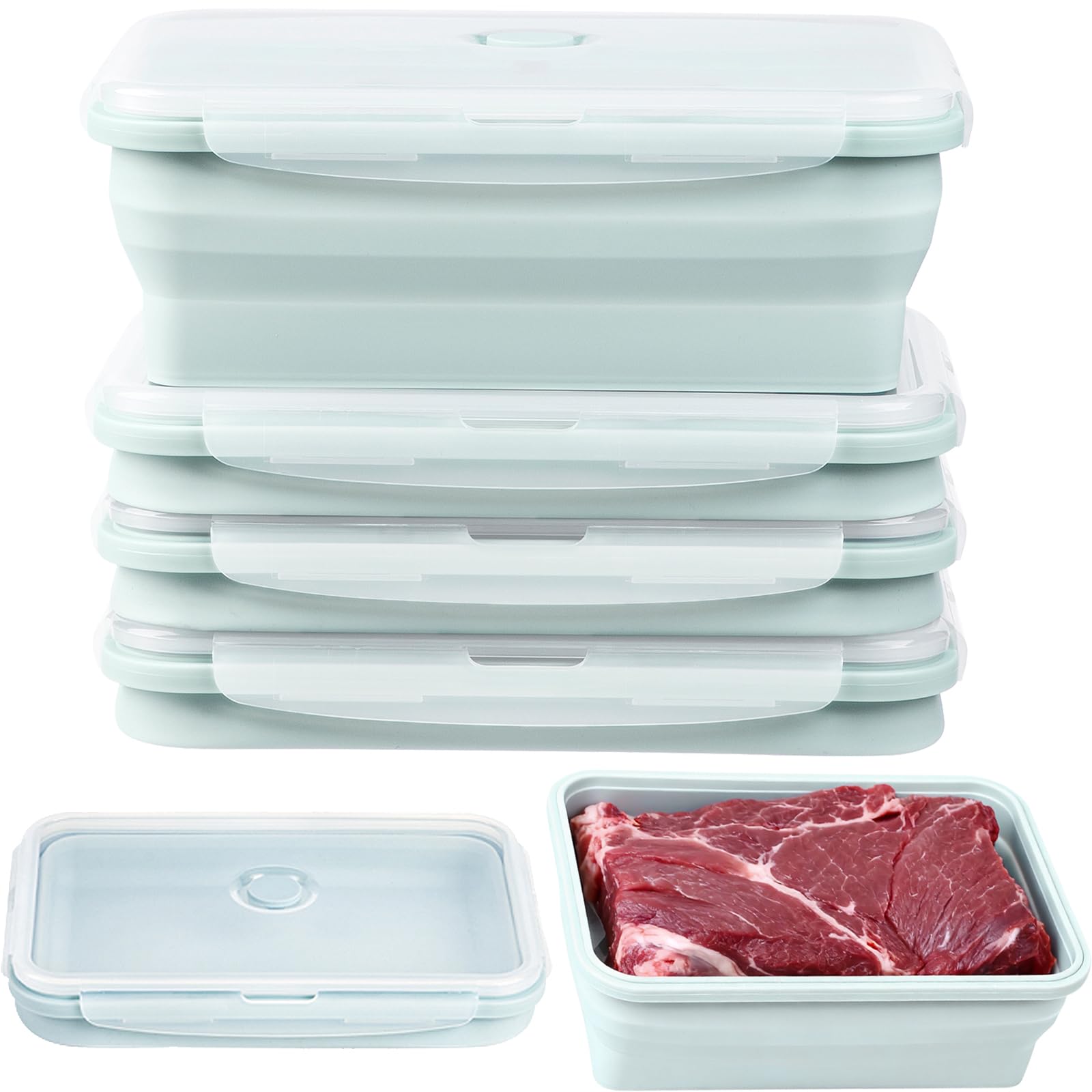 Frischhaltedosen 2000ml BPA-frei, zusammenklappbar Silikon Lunchbox 4er Set