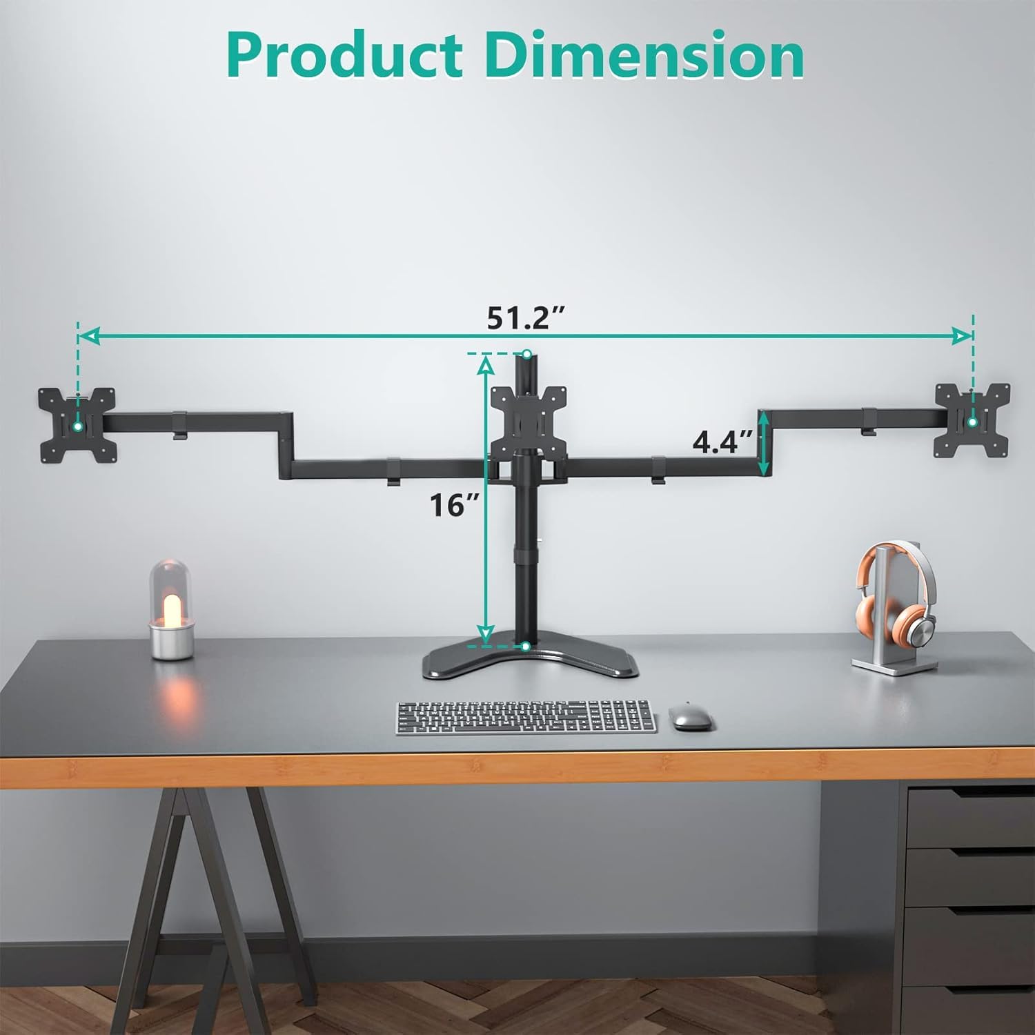 Supporto Triplo Per Monitor Con Molla A Gas, Per Schermi Da 17 A 32 Pollici, VESA 75/100, Fino A 14 Kg Per Braccio, Montaggio A Morsetto O Occhiello - 2