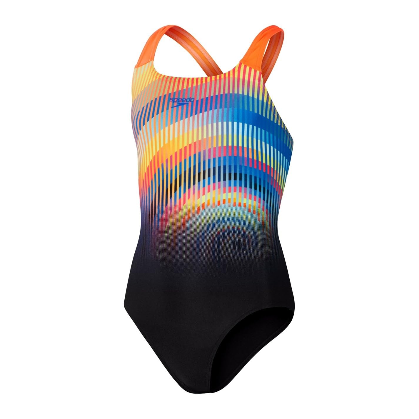 Speedo Kids DigiPmntPback One Piece Swimsuit Black/red 9-10 Years