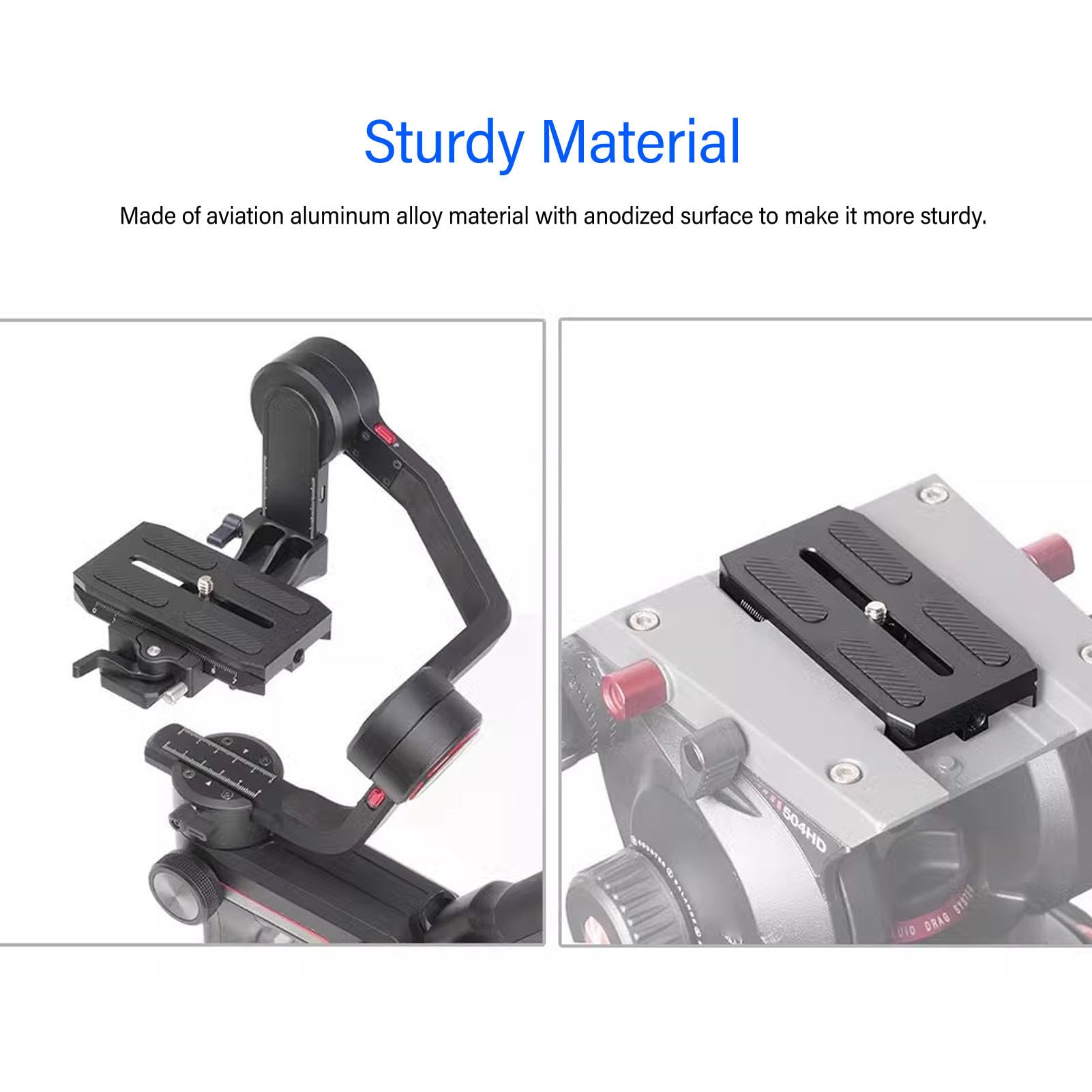 Tripod Head Quick Release Plate, Aluminum 1/4 Inch Threaded Hole Scale with Anti Scratch Silicone Pad and D Ring Lock Design, Compatible for Zhiyun Stabilizer, for Crane 2, 3