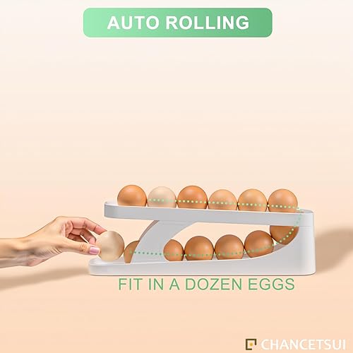 Miniatura 7 de CHANCETSUI Soporte para huevos para contenedor de almacenamiento de refrigerador Dispensador de huevos de cocina para organizador de refrigerador