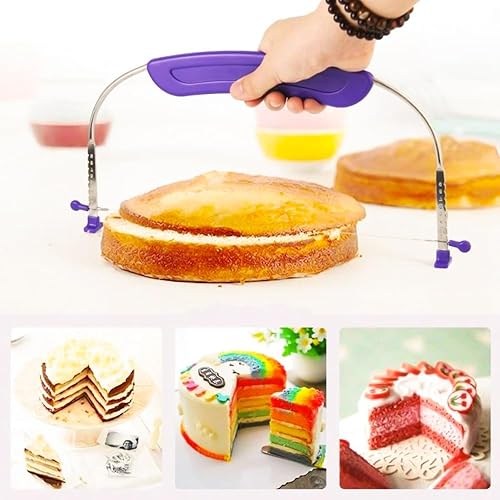 Miniatura 6 de LevCake - Cortador ajustable para tartas, nivelador de 9 alturas diferentes, acero inoxidable de grado alimenticio de alta calidad, doble alambre,