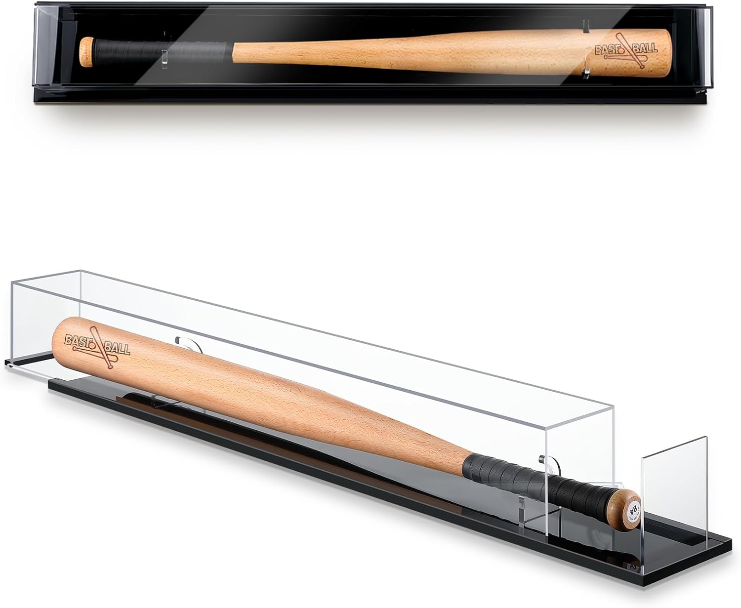 Light up Baseball Bat Display Case Wall Mounted Tabletop 38.25" x 5.5" x 5" Bat Display Case LED Light W/98% UV Protection Baseball Bat Holder for Sport Collector Memorabilia Birthday Gift
