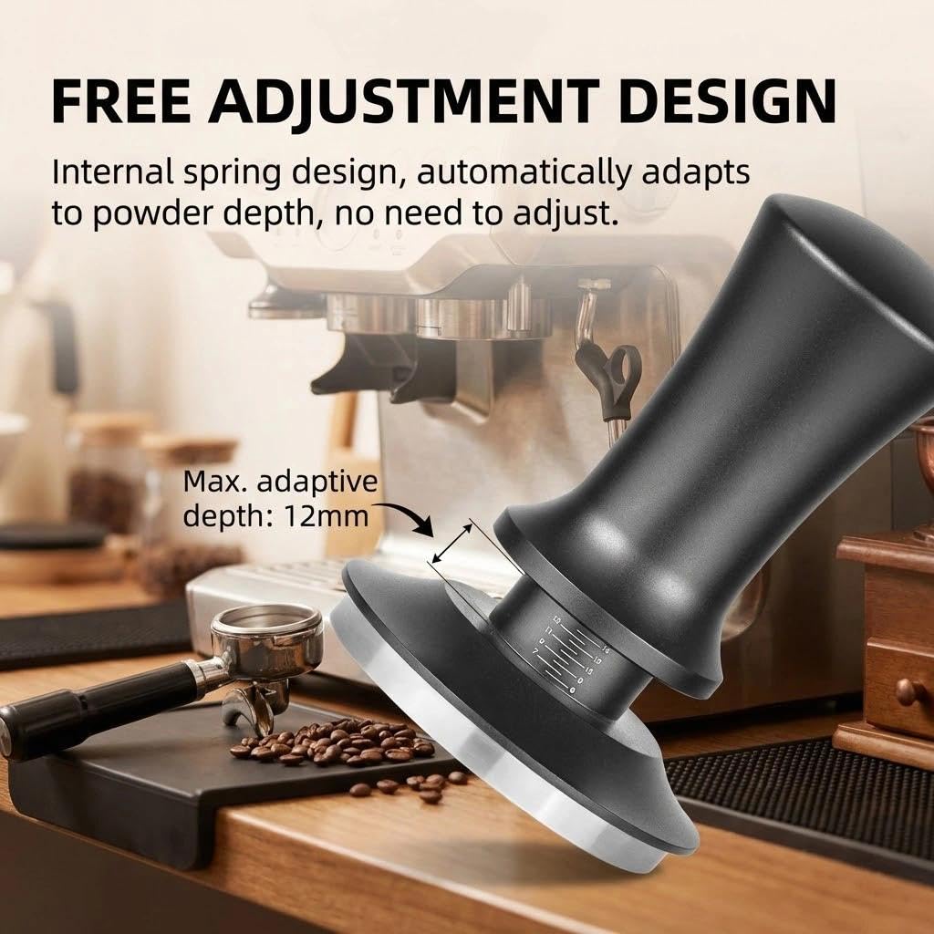 Tamper per Caffè Zbozzba 58 Mm, Timbro per Caffè con Rimbalzo Automatico a 2 Molle, Acciaio Inossidabile 304 Tamper Barista Accessori per Portafiltro per Barista