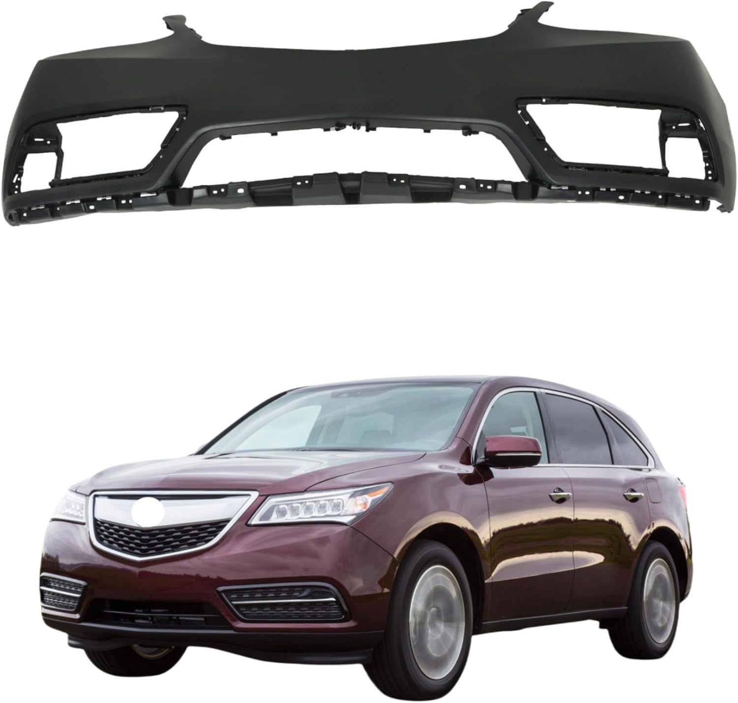 WFLNHB Plastic Front Bumper Cover Primered without Park Assist Sensor Holes Replacement for MDX 2014-2016 AC1000183 04711TZ5A90ZZ