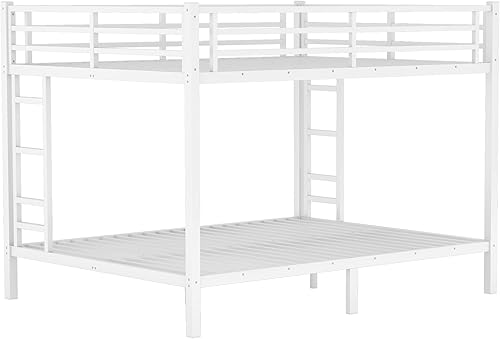 Miniatura 168 de Harper & Bright Designs Litera de metal completo sobre tamaño matrimonial para adultos, marco de cama de metal resistente con escalera y correas de