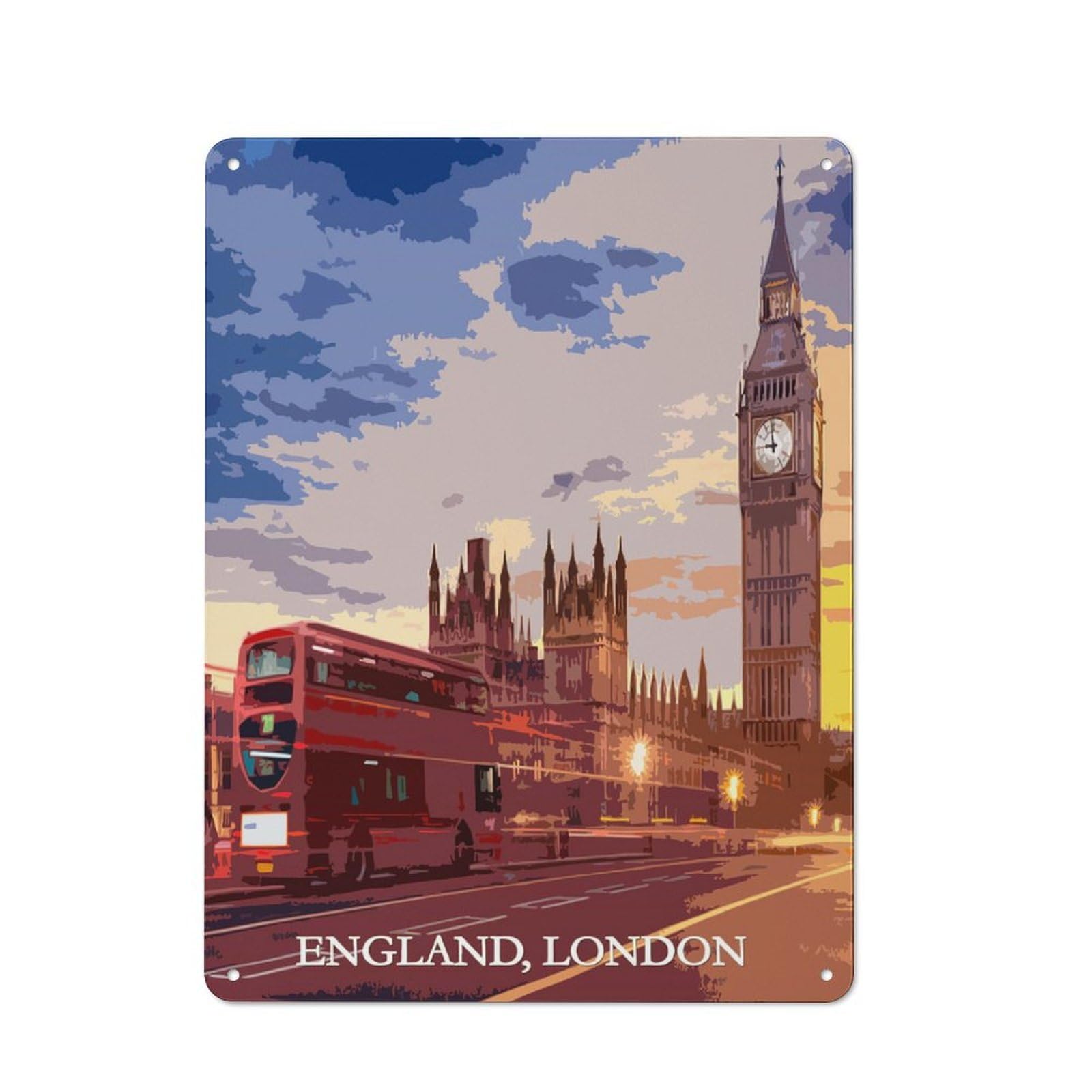 Junmoney Big Ben Magic Vintage Metal Plaque 40X30cm, Diner Style Decor For Coffee Bar, Kitchen, Bistro Or Tea Corner