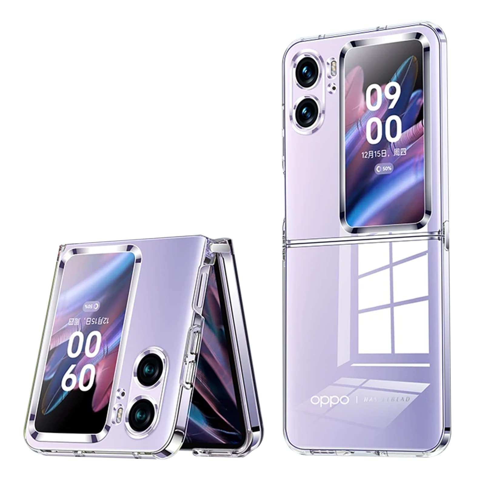 Per Oppo Find N2 Flip Cover, Custodia, Antiurto Custodia Protettiva Ultra Sottile Cover, Modello litchi Monocromo Color Protezione Cover, Protezione Pieghevole Antigraffio Custodia, Case Pelle-Nero