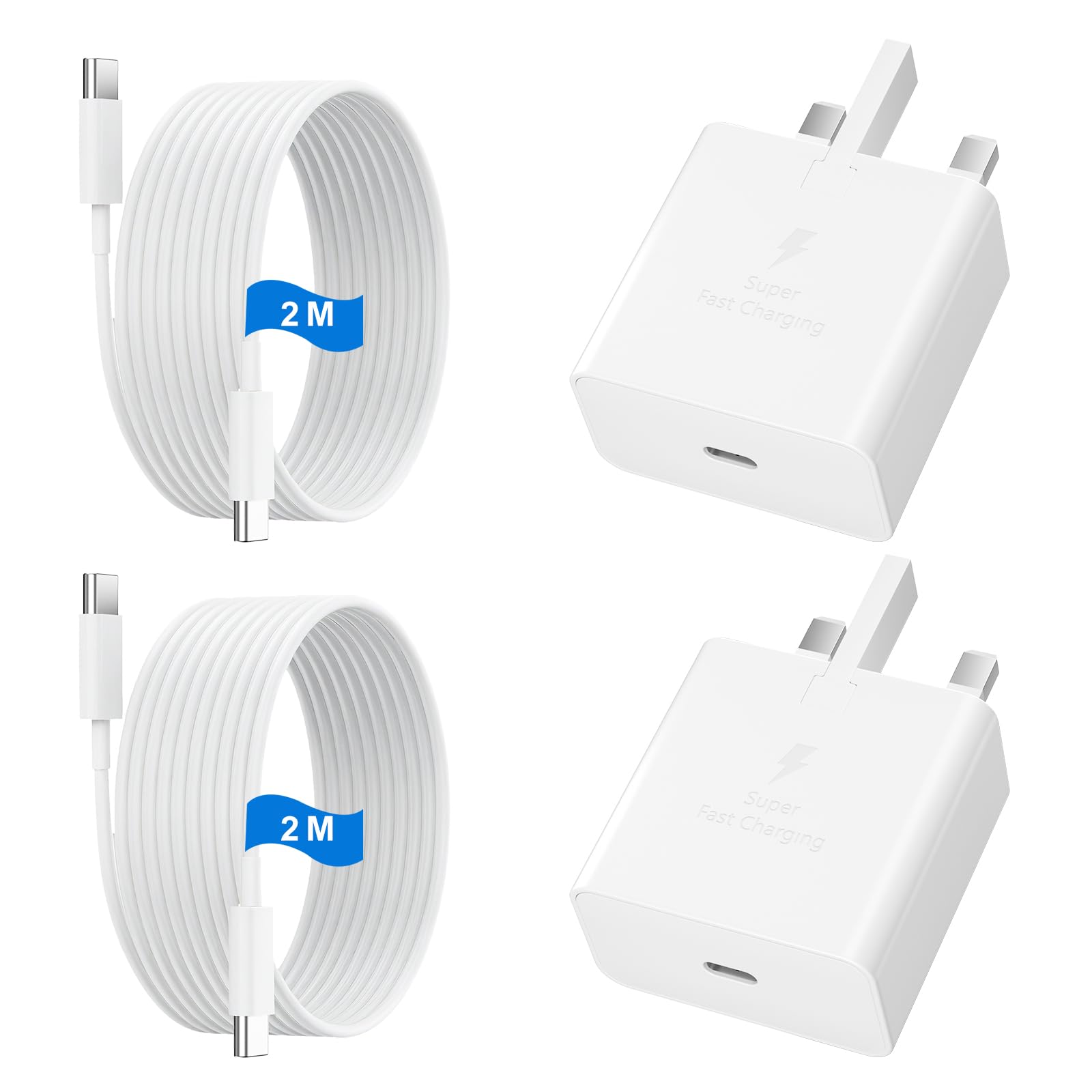 USB C Charger for Samsung Fast Charger USB C Plug & Cable 3M Long 25W Type C Super Fast Phone Charging Android Adaptor UK 2-Pack for Galaxy S26/S25 Ultra/S24/S23/S22/S21/A56/A55/A36/A17/A16/Note 20/10 — view 11