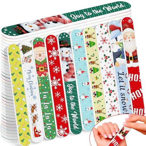 52PCS Christmas Nail Files Bulk Gifts Set for Women, Holiday Emery Boards for Fingernail Care Xmas Gift for Adults, Employee, Coworkers, Friends Stocking Stuffers Goodie Bags Birthday Party Favors