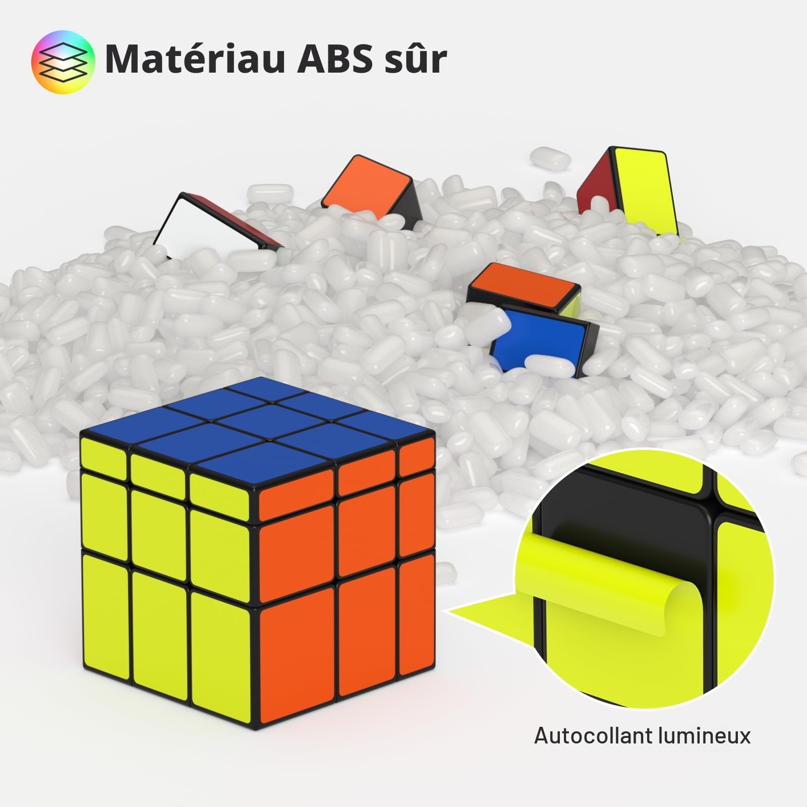 Vdealen Speed Cube Magique 2x2 4x4 Pyramide Megaminx Mirror Cube de Vitesse, Lisse Autocollant Magic Cube Puzzle, Cadeau pour Enfants Les Adolescents Adultes
