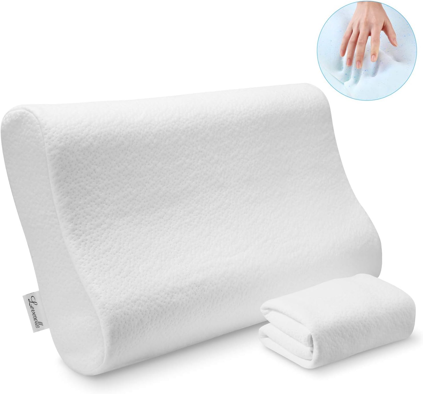 Levesolls Memory Foam Pillows Orthopedic Pillows Contour Pillows with Adjustable Height Cool Gel and Breathable Cover for Neck Back Pain Relief