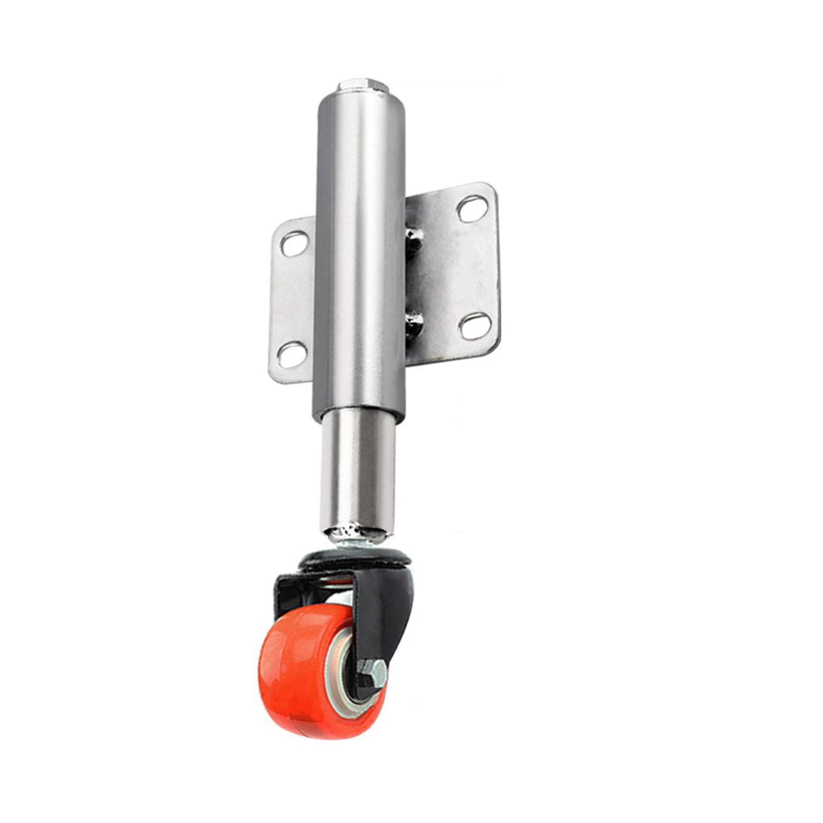 2 pouces/50mm Roulettes de Porte Roue de Porte Pivotante,Flat Free Ressort Lourd Amortisseur Rétractable 60mm,Capacité 154lbs,Robuste et Durable,1pcs,Muet (Universel,Orange)