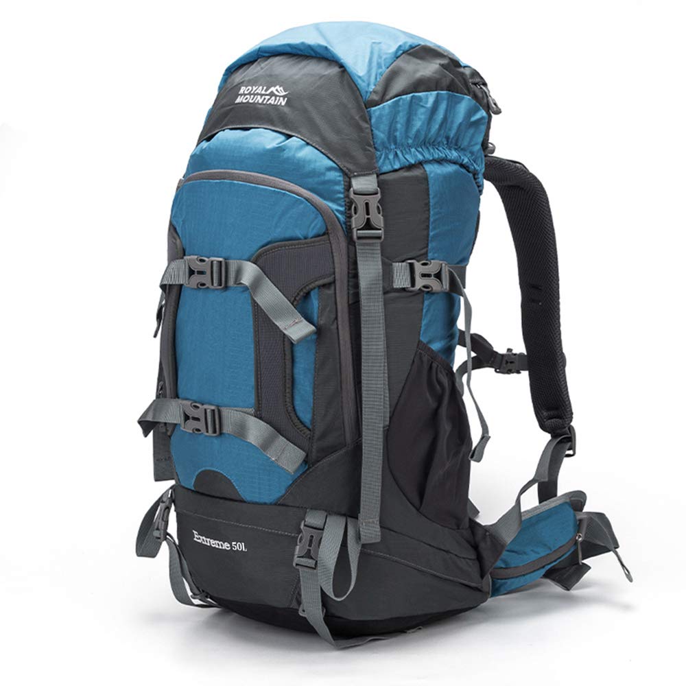 50L Hiking Backpack, Water-Resistant Outdoor Sports Daypack for Travel Adventure Camping Climbing Trekking, Blue