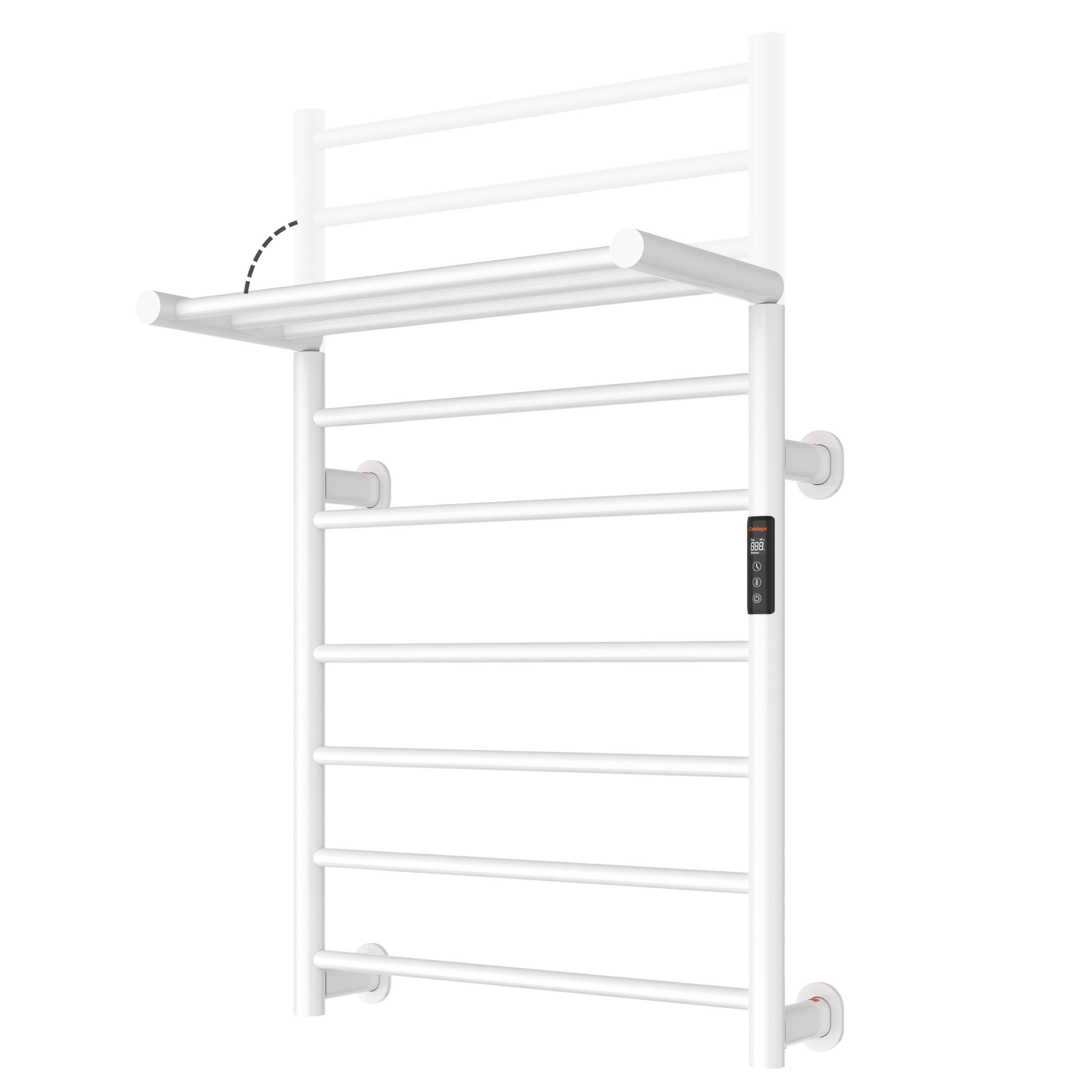 Photo 1 of Heated Towel Rack Foldable Dual-Zone Timer No-Drill Matte White CA3