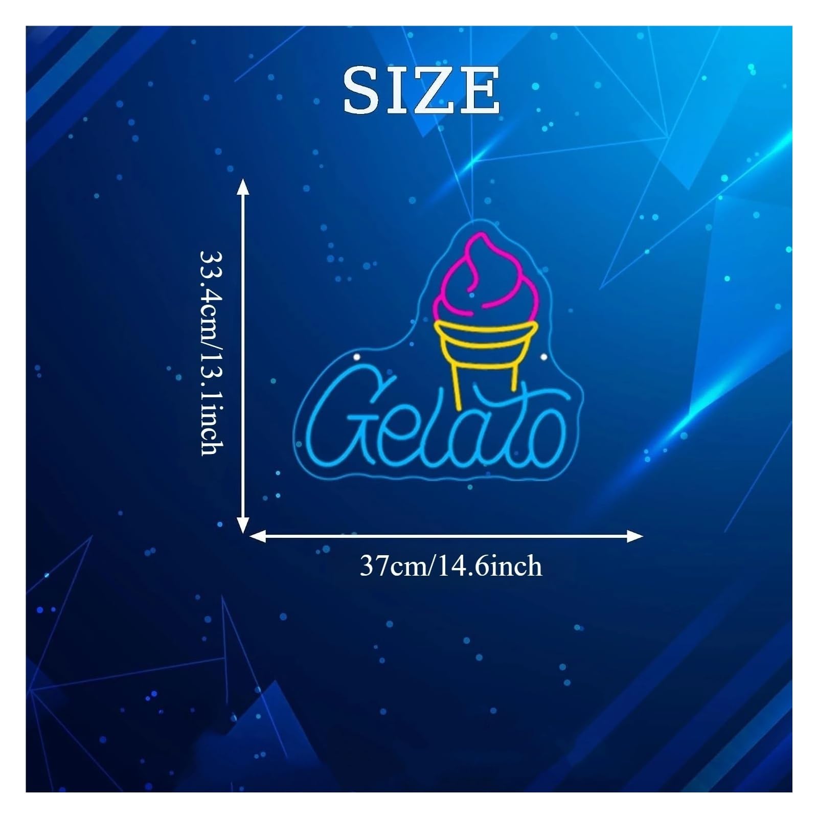 Insegna al Neon Insegna Al Neon A LED Per Gelato | Gelateria Italiana Lampada Al Neon Cafe Dessert Store Camera Da Letto 37x33.4cm