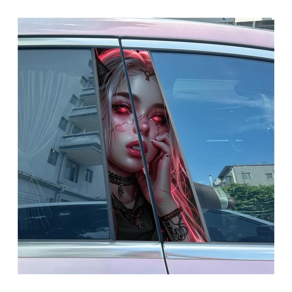 Body Parts 2pcs Car Center Pillar Sticker Tattoo Sister Auto B-Pillar Waterproof Protective Film(C)