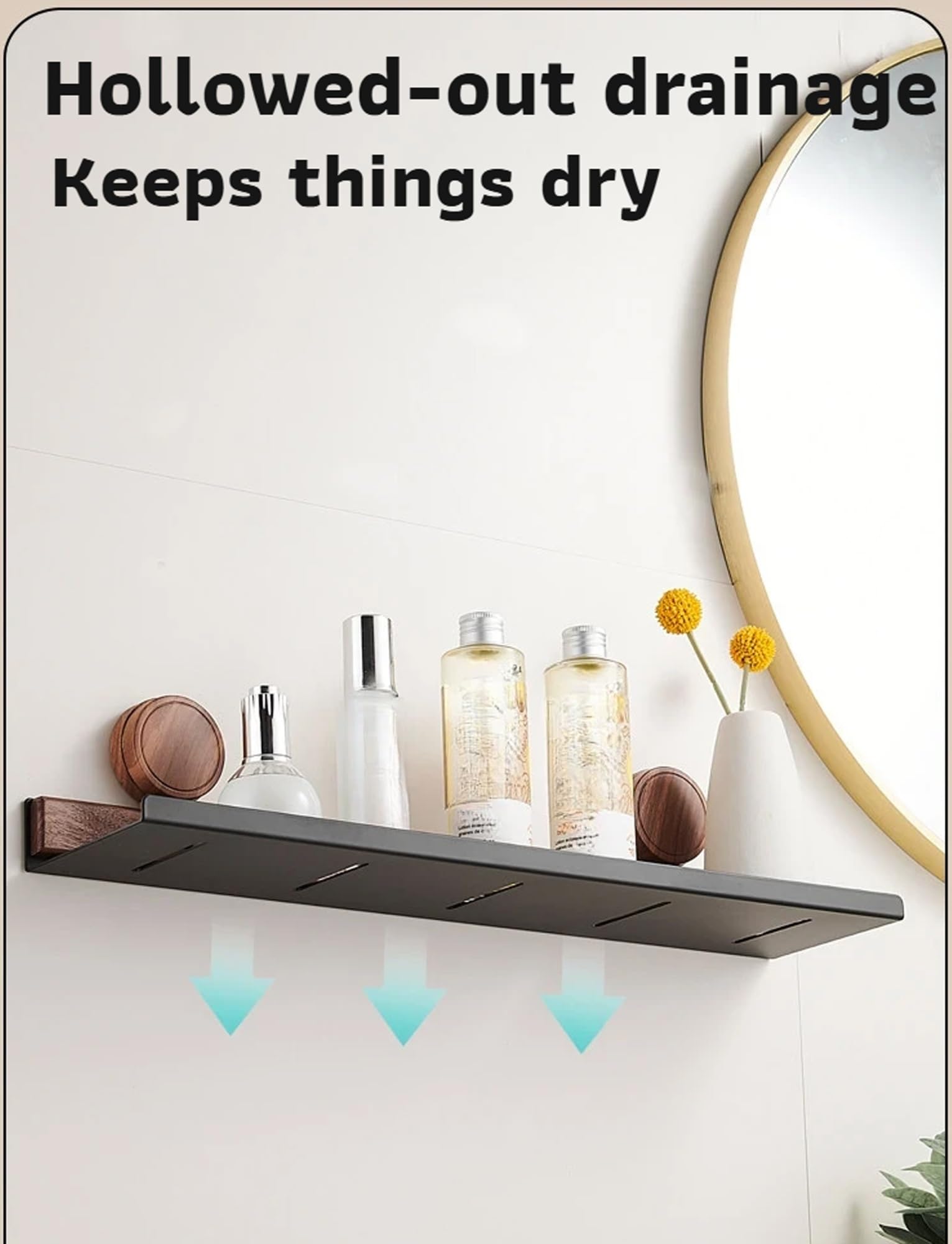 Bathroom Shelf,Removable Faucet Storage Rack,Wall Mounted Sink Shelf Over Faucet, No Drill, for Bathroom & Kitchen, Storage(Black,60cm/23.6in)