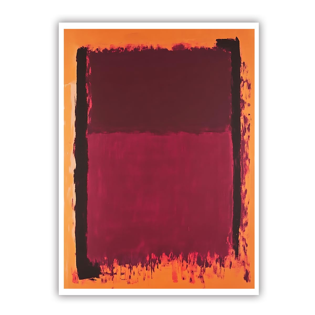 OSHIONARTE Canvas Poster Plum Maroon and Orange Painting Print Mid-Century Abstract Shapes Illustrations Fine Art Contemporary Wall Decor 60x80cm Frameless