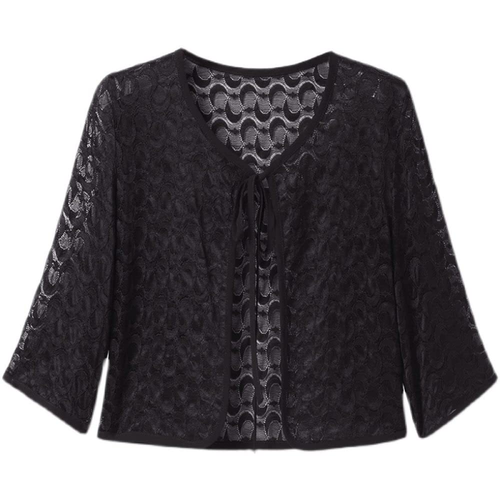 Cardigan Femme Été Manches Courtes Dentelle - Boléro Léger Crochet Transparent - Pour Soirée